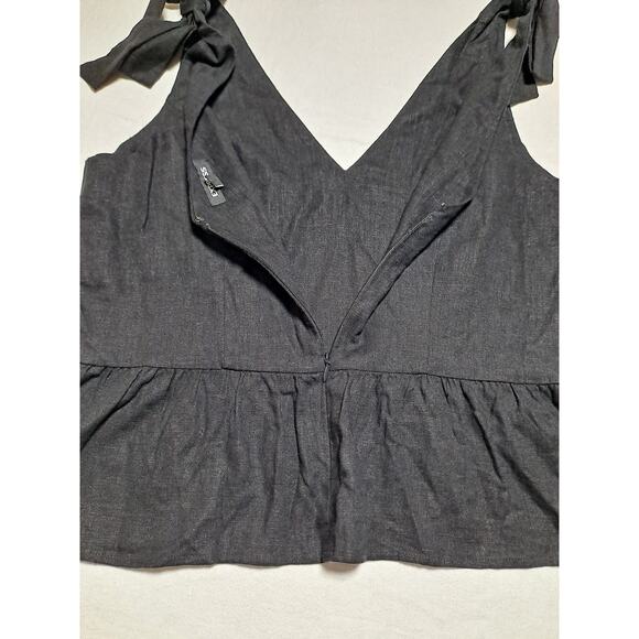 Express Women's Large Sleeveless Peplum Top Black Linen Blend Zipper Back - Picture 7 of 8
